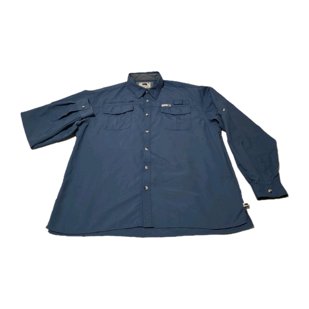 Dakota Grizzly Men's Vented Nylon Fishing‎ Long Sleeve Roll Tab Shirt Blue XXL